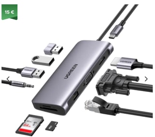 UGREEN 10 en 1 Multiprise PD 65W (6 prises) pour 39,99€