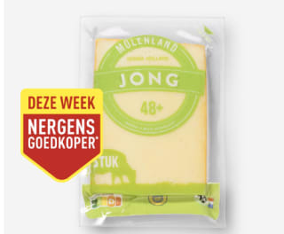 MOLENLAND Goudse kaas jong 48+ stuk 980 g voor €4,99 bij de Aldi