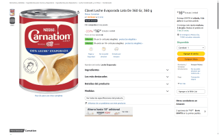 Leche Evaporada Clavel 360g por $14 | Amazon