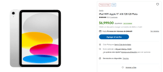 iPad 11" 128GB WiFi por $5,999 | Oferta Sam's Club (Santander MSI)
