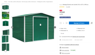 Bodega Exterior de Jardín 213x127x190cm por $4,549 | Sodimac