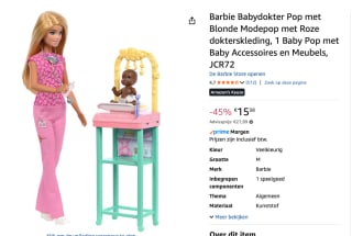 Barbie Careers Babydokterspop voor €15,38 bij Amazon