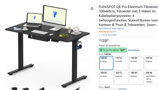 FLEXISPOT QE Pro Elektrisch bureau 100x60cm voor €139,99 bij Amazon
