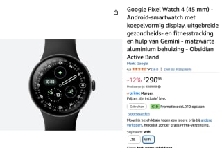 Google Pixel Watch 4 45mm Z voor €209,98 bij Amazon