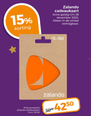 15% korting op een Zalando cadeaukaart bij Trekpleister