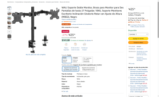 Soporte para Monitor Doble WALI M002 por $426 | Oferta Amazon