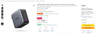 UGREEN Nexode 100W Cargador USB Tipo C (4 puertos) por $649 en Amazon