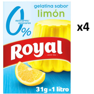 4 Paquetes de ROYAL Gelatina en polvo sabor limón 0 % ROYAL 31 g. por 6.27€