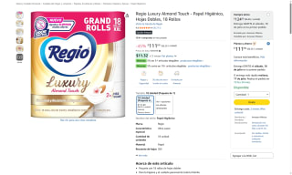 Papel Higiénico Regio Luxury Almond Touch por $112 | Oferta Amazon