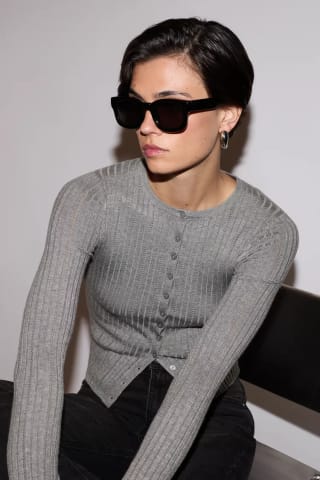 Chaqueta canalé calado Lefties gris por 5.99€