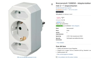 Stopcontact splitter 3-voudig wit voor €1,62 bij Amazon