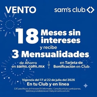 3 Mensualidades Bonificadas a 18 MSI en Motocicletas Vento | Sam's Club