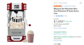 Maquina de Palomitas Eléctrica Palomero 8 Tazas Inox por $1,499 | Mercado Libre