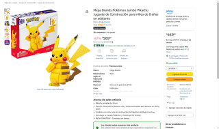 Pikachu 30cm Mega Construx 256GB por $569 | Amazon