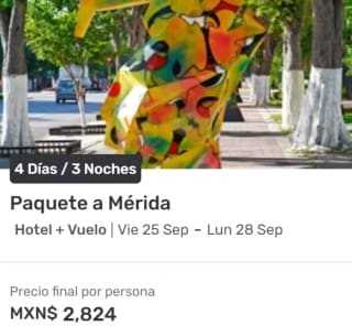 Paquete a Mérida (4 días/3 noches) desde $2,824 en Despegar