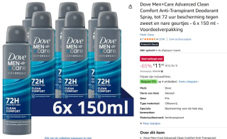 Dove Men+Care Advanced Clean Comfort anti-transpirant deo 6 x 150 ml voor €11,50