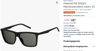 Polaroid zonnebril 2050 S zwart voor €28,80 bij Amazon
