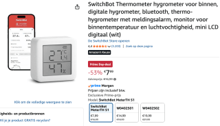 Switchbot Meter Plus Temperatuur- & Vochtsensor voor €7,99 bij Amazon