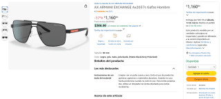 Gafas Sol AX ARMANI EXCHANGE Ax2037s Pilot 60-14-145 por $1,160 | Amazon