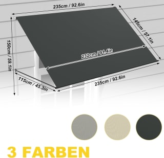 FIVMEN Toldo brazo plegable retráctil con cordón y barra soporte aluminio por 27.50€