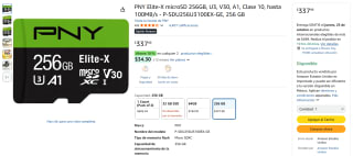 MicroSD PNY 256GB U3 por $254 | Oferta Amazon