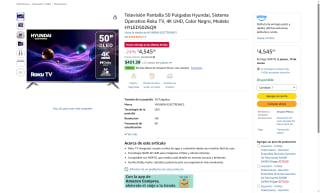 TV Hyundai HYLED5026QR 50" QLED 4K UHD por $4,545 | Amazon