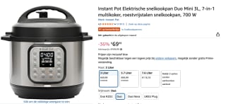 Instant Pot Duo 3L Mini Multicooker voor €69,99 bij Amazon