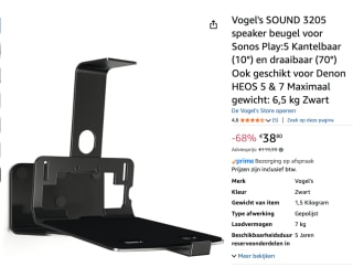 Vogel's SOUND 3205 Speakerbeugel voor €38,800 bij Amazon
