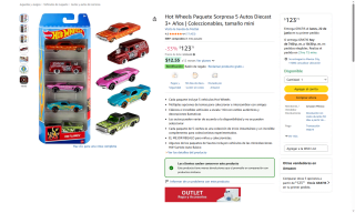 Paquete Hot Wheels 5 autos por $124 | Oferta Amazon