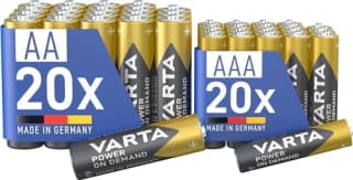 VARTA Pilas 20x AA & 20x AAA, Mix Pack, paquete de 40 pilas por 13.89€