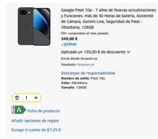 Móvil Google Pixel 10a de 128GB por 349€ Prime Student varios colores