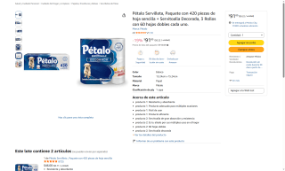 Servilletas Pétalo 420uds + Servitoalla por $91 | Descuento Amazon