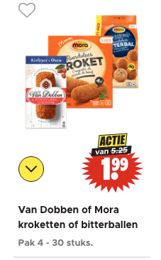 Van Dobben croquetten of bitterballen voor €1,99 bij Dirk