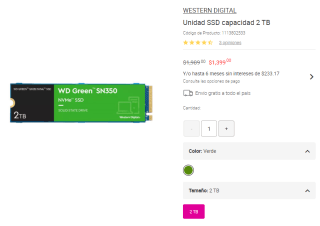 SSD Western Digital 2TB por $1,399 | Oferta Liverpool
