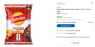 Papas Fritas Sabritas Miel de Maple y Tocino por $68 | Sam's Club
