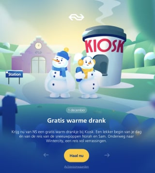 Gratis warme drank tijdens de NS wintercity