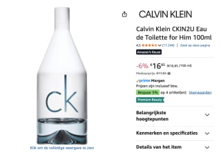 Calvin Klein CKIN2U Eau de Toilette for Him 100ml voor €16,85 bij Amazon
