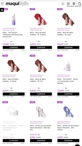 Hasta -80% de Descuento en Maquillaje Moira.