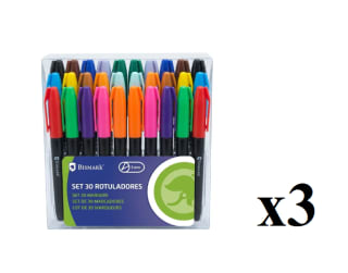 3 x Bismark Set 30 Rotuladores Punta 3mm Colores Surtidos por 4.5€