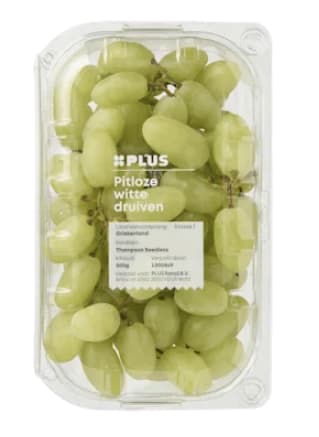 PLUS Druiven wit pitloos 500 g voor €1 bij PLUS
