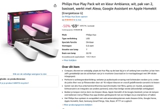 Philips Hue Play lichtbalk (set van 2) Wit en Color Ambiance voor €69