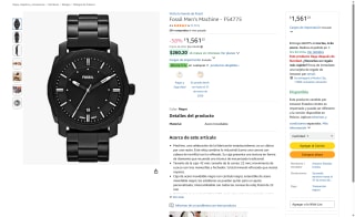 Fossil FS4775 Negro 42mm por $1,561 | Amazon