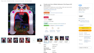 Purplecrystal Arco Inflable Halloween 3.6m por $599 en Amazon