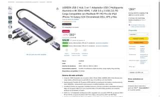 UGREEN USB C Hub 5 en 1 Aluminio por $265 | Amazon