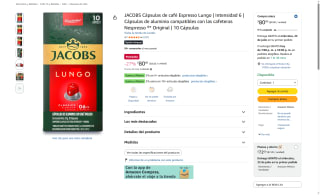 Cápsulas Café JACOBS Espresso Lungo por $72 | Oferta Amazon