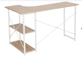 Escritorio con estantes MITSAI Odessa marrón claro y blanco por 49.99€