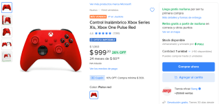 Control Xbox Pulse Red por $899 | Oferta Mercado Libre