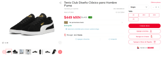 Tenis Puma Club Diseño Clásico por $449 | Sears