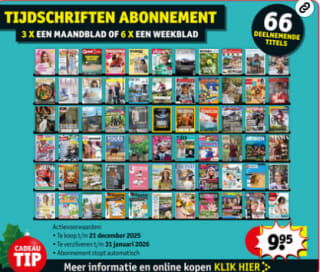 Tijdschriften abonnement voor €9.95 bij Kruidvat
