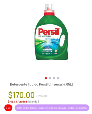 Detergente Persil Universal 4.65L al 3x2 | Soriana